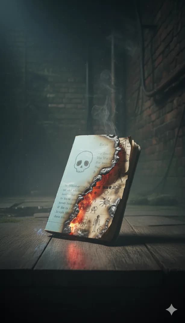 Cahier d’écolier brûlé