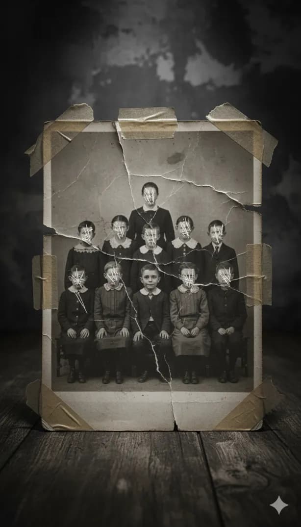 Photo de classe déchirée